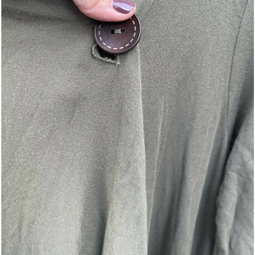 Bobeau Open Front One Button Sweatshirt Sweater Size Small Olive Green Pockets - Picture 3 of 7